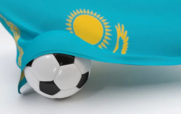 Drapeau Kazakhstan avec ballon de football de championnat — Photo