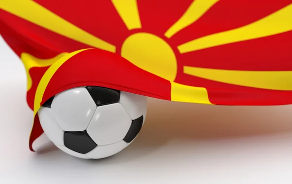 Makedonien flagga med mästerskapet i fotboll — Stockfoto