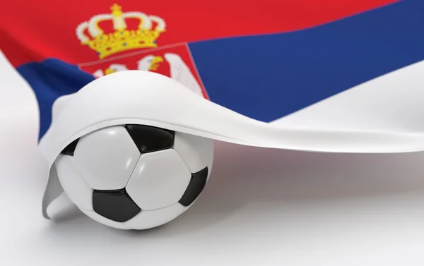 Vlag van Servië met kampioenschap voetbal — Stockfoto