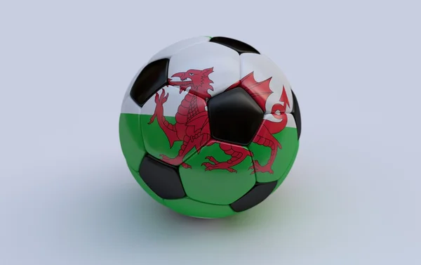 Soccer ball with flag of Wales — Stock Photo, Image