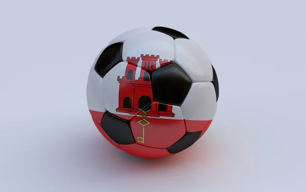 Balón de fútbol con bandera de Gibraltar — Foto de Stock