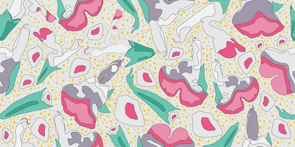 seamless pattern with retro cartoon style flowers