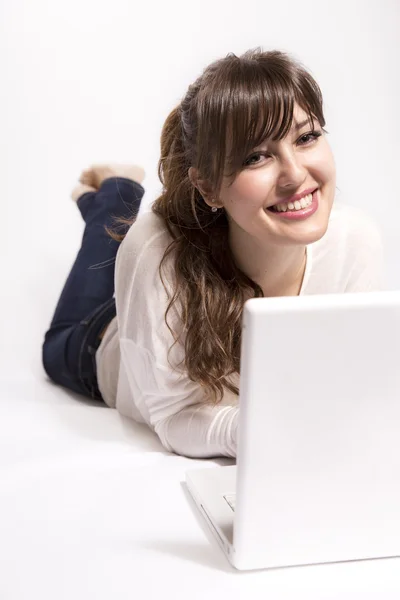 Young Woman with a Laptop — Stock Photo, Image