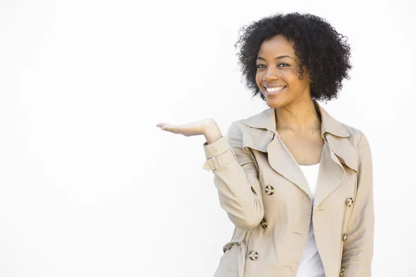 African American Woman With Raised Hand — Stock Photo, Image