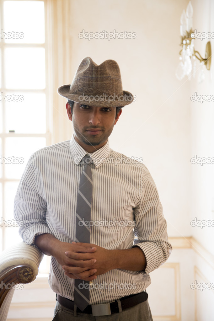 Young Man in Vintage Style Clothing