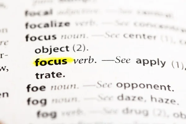 "Focus" Definition highlighted — Stock Photo, Image