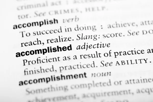 Definição de dicionário de "Accomplished " — Fotografia de Stock