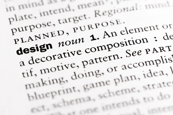 Dictionary definition of "Design" (noun) — Stock Photo, Image