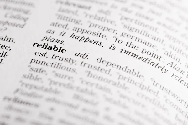 Dictionary definition of "Reliable" — Stock Photo, Image
