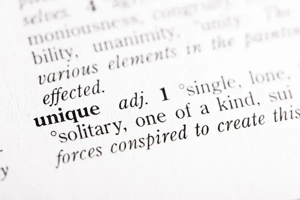 Dictionary definition of "Unique" — Stock Photo, Image