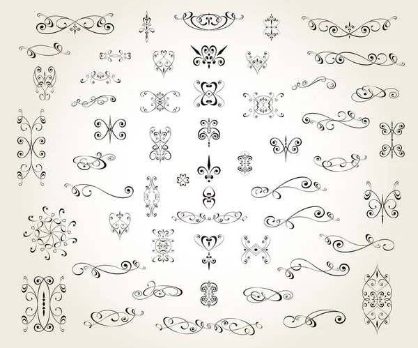 Set Floral Decorative Elements Design Isolated Editable Largest Best Collection — Stockový vektor