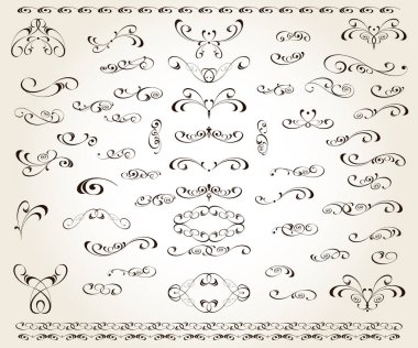 Tasarım için dekoratif elementler seti izole, düzenlenebilir. Dekoratif elementlerin en büyük ve en iyi koleksiyonundan. .