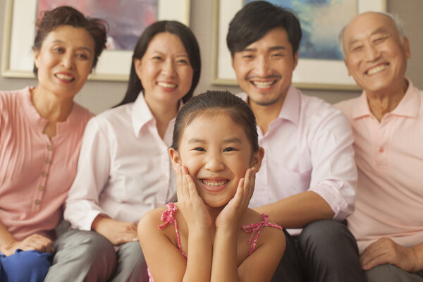 Multigenerational family smiling