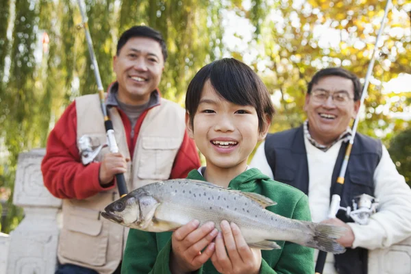 Multi-generational men fishing portrait — Stock Photo, Image