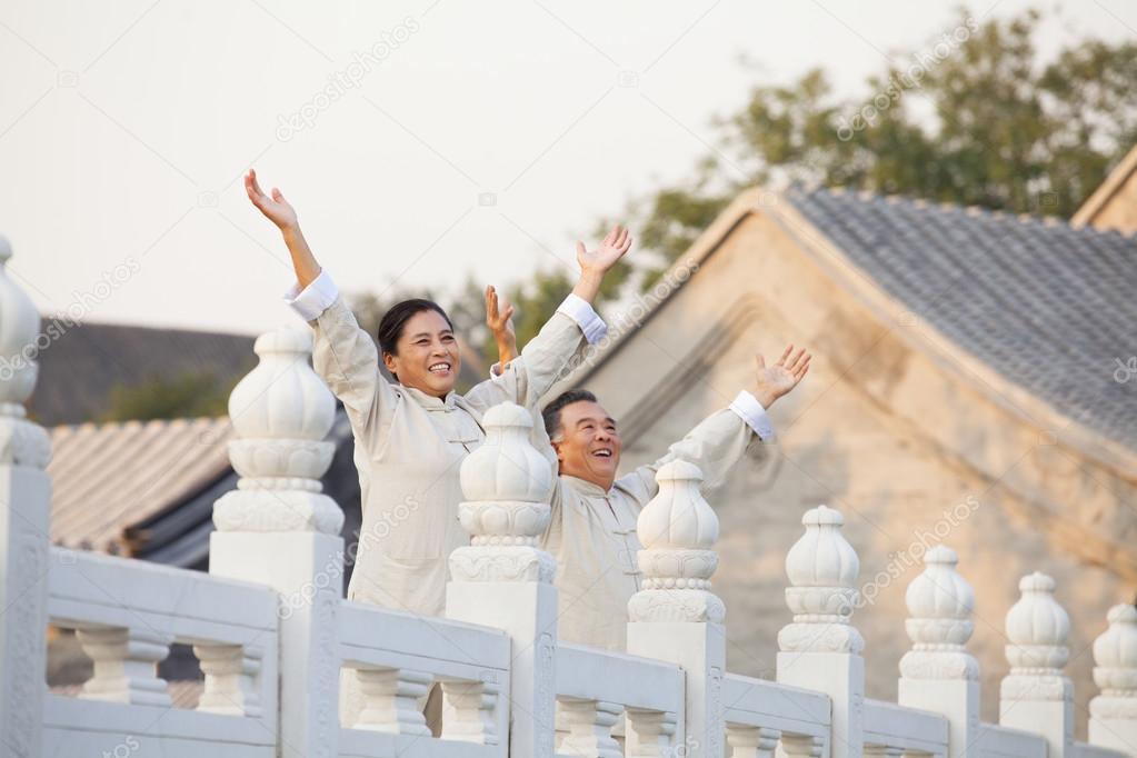 Two seniors practicing Taijiquan in Beijing