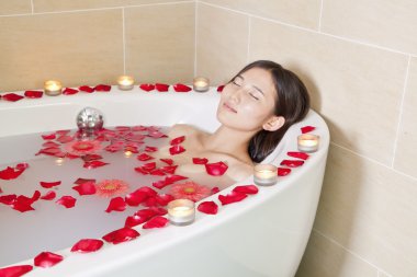 Woman Bathing at Health Spa clipart