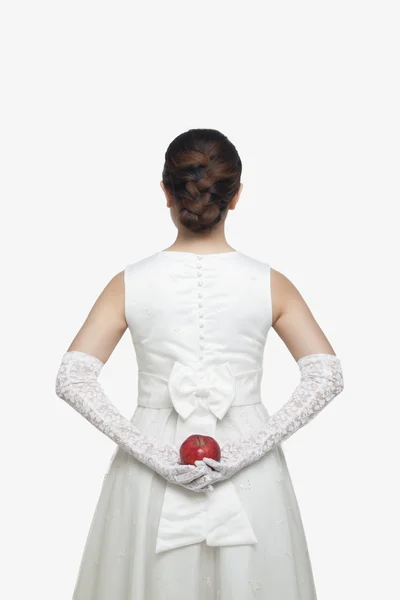 Princess Holding Apple Behind Back — Stock Photo, Image