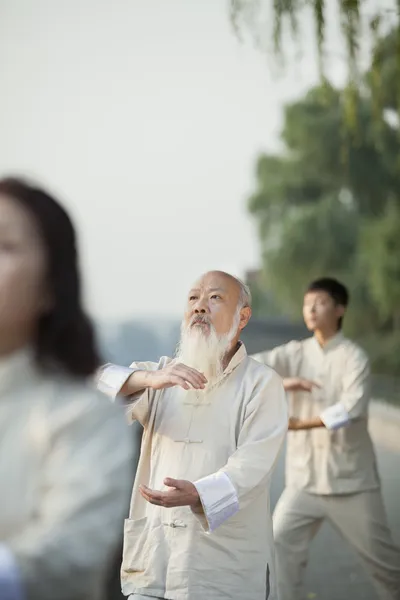 Chinês praticando Tai Ji — Fotografia de Stock