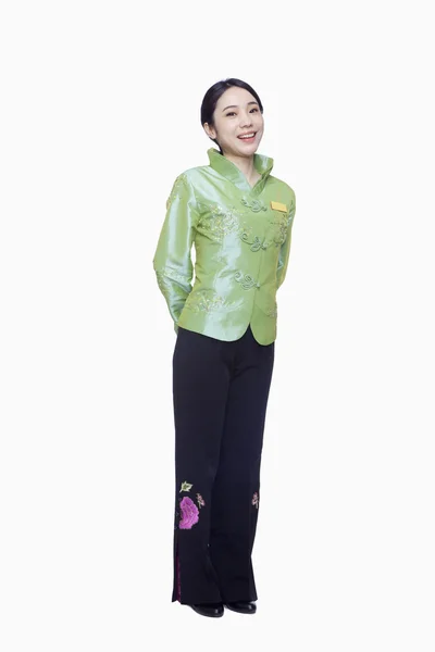 Hostessa w tradycyjny chiński odzież — Zdjęcie stockowe