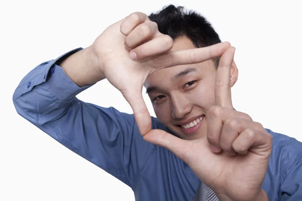 Businessman Framing His Face — Stock Photo, Image