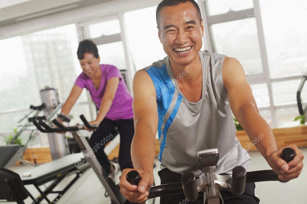 Man exercising on the exercise bike