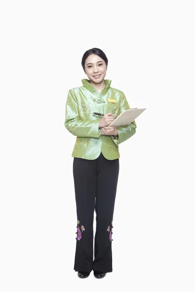 Hostess in Traditional Chinese Clothing — Stock Photo, Image