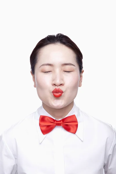 Businesswoman with red tie — Stock Photo, Image