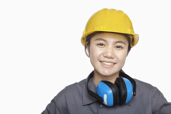 Trabalhadora da construção feminina — Fotografia de Stock