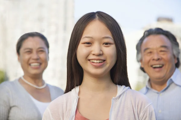 Granddaughter with grandparents — Stock Photo, Image