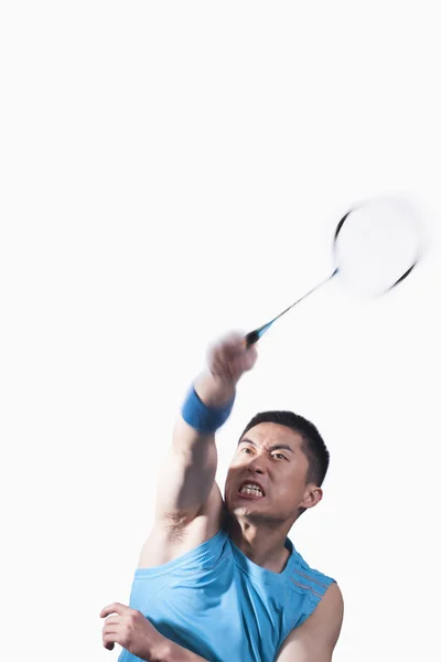 Man playing badminton — Stock Photo, Image