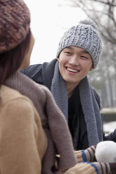 Couple Playing in the Snow — Stock Photo, Image