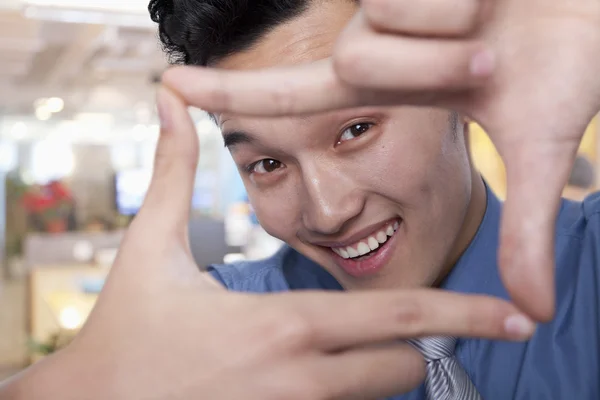 Businessman Framing His Face — Stock Photo, Image