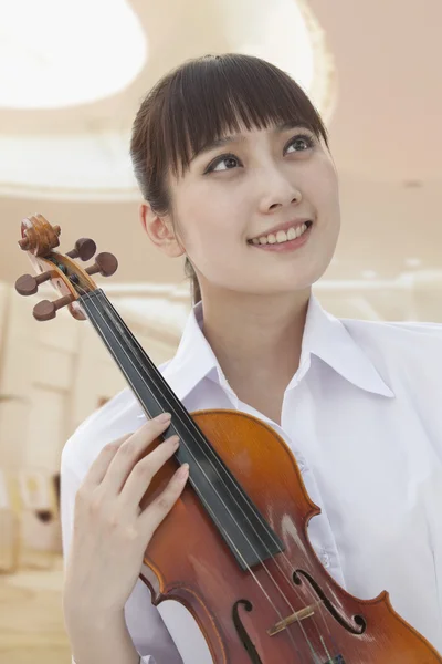 Donna con Violino — Foto Stock