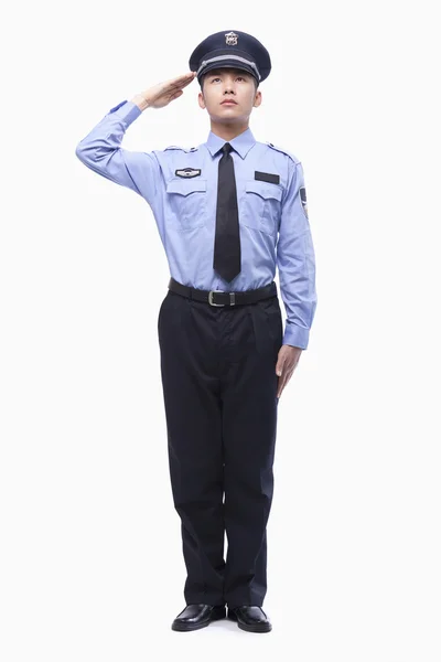 Polizist salutiert — Stockfoto