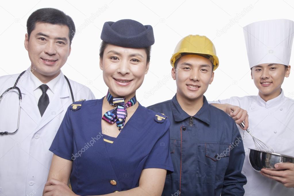 Doctor, Air Stewardess, Construction Worker, and Chef