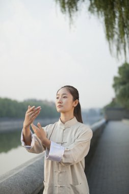 Woman Practicing Tai Ji clipart