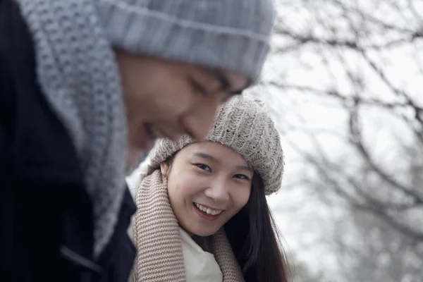 Couple Playing in the Snow — Stock Photo, Image