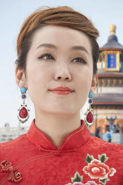 Woman with Qipao — Stock Photo, Image