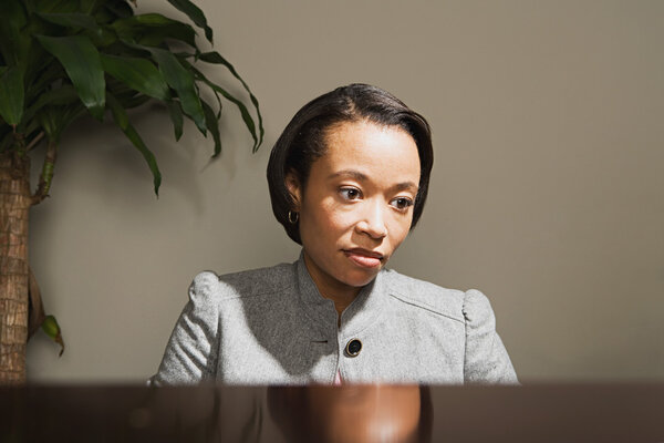 Business woman looking worried