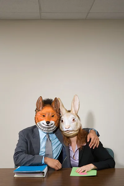 Colleagues wearing masks — Stock Photo, Image