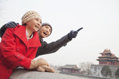 Young Couple In Beijing In Winter clipart