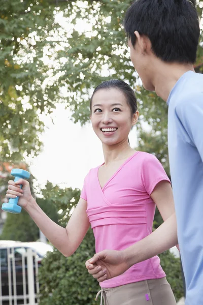 Couple Jogging in Park — Stock Photo, Image