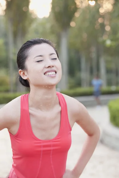 Woman After Workout in Park — Stock Photo, Image