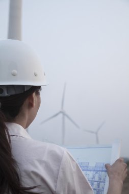 plan ön Rüzgar türbinleri ile seyir mühendisi