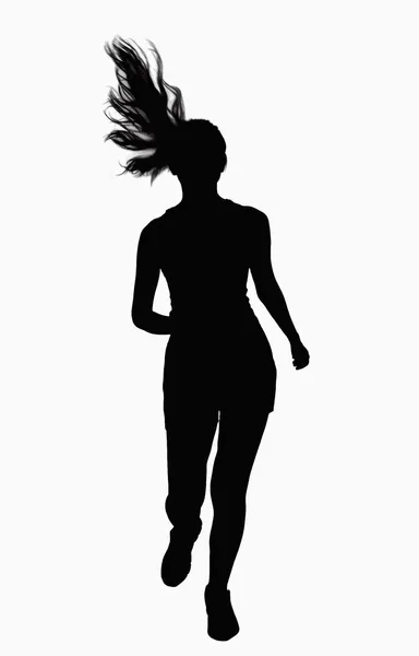 Silhouette de femme courant — Photo