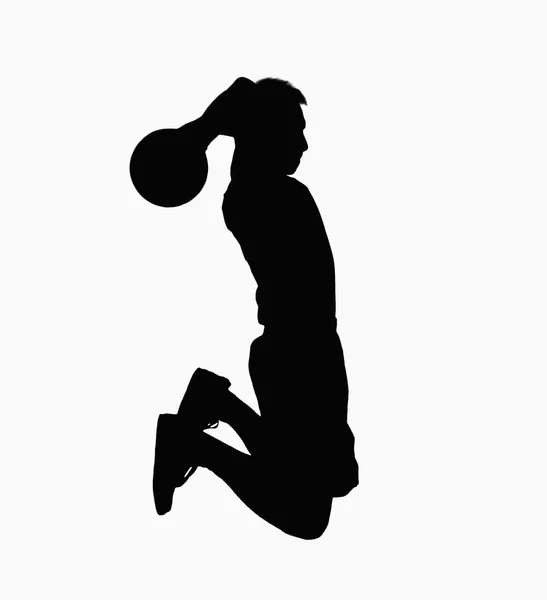 Sylwetka koszykarz — Zdjęcie stockowe