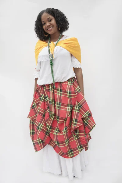 Woman wearing a traditional dress from the Caribbean — Stock Photo, Image