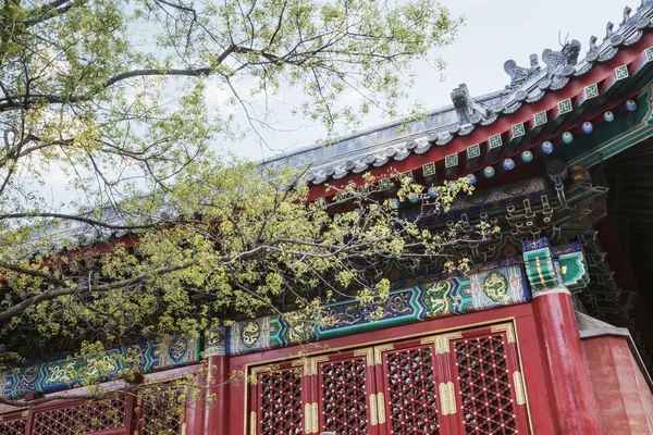 Verzierte Fassade und Dach eines chinesischen Gebäudes — Stockfoto