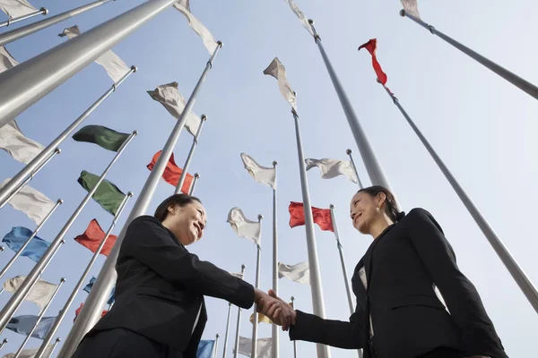 Two businesswomen shaking hands — Stock Photo, Image