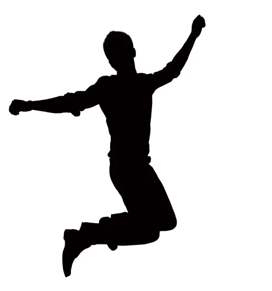 Silueta de hombre de negocios saltando — Foto de Stock